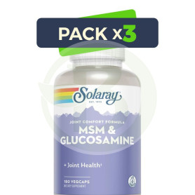 Pack 3x Msm y Glucosamine 180 Cápsulas Vegetales Solaray