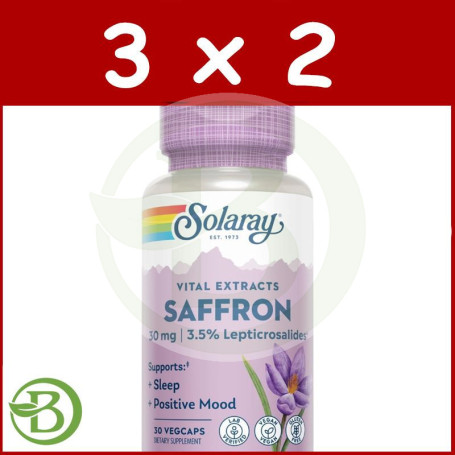 Pack 3x2 Saffron (Azafrán) 30 Cápsulas Vegetales Solaray
