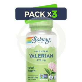 Pack 3x Raíz De Valeriana 470Mg 100 Cápsulas Vegetales Solaray