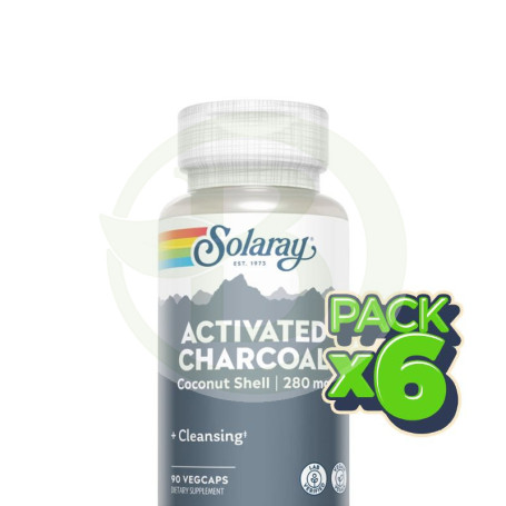 Pack 6x Carbón Activado 90 Cápsulas Vegetales Solaray
