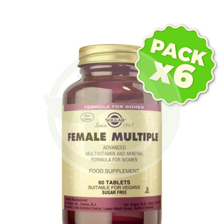 Pack 6x Female Multiple (Vitaminas y Minerales) 60 Comprimidos Solgar