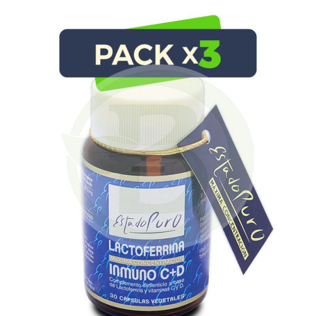 Pack 3x Lactoferrina Inmuno C+D 30 Cápsulas Estado Puro