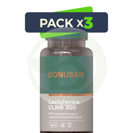 Pack 3x Lactoferrina Cln® 300 Mg 60 Cápsulas Bonusan