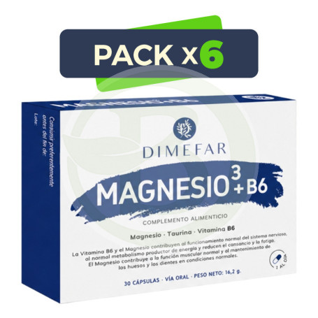 Pack 6x Magnesio³ + B6 30 Cápsulas Dimefar