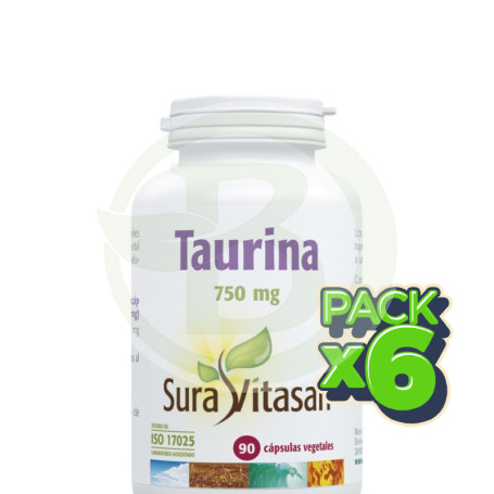 Pack 6x Taurina 750Mg 90 Cápsulas Sura Vitasan
