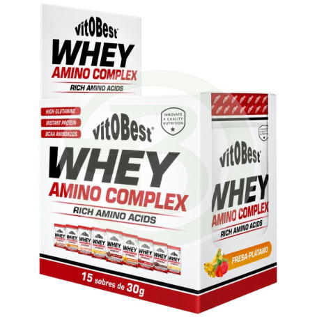 Whey Amino Complex Sabor Fresa-Plátano 15 Sobres Vit.o.best