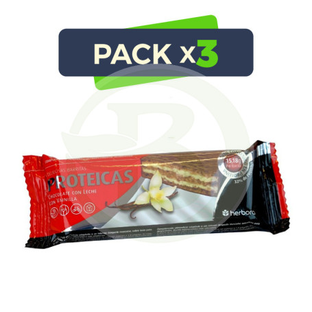 Pack 3x Barrita Proteicas Vainilla 47Gr. Herbora