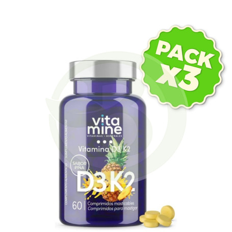Pack 3x Vitamina D3 y K2 60 Comprimidos Herbora
