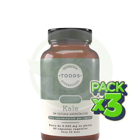 Pack 3x Kale 720Mg 60 Cápsulas Vegetales Herbora