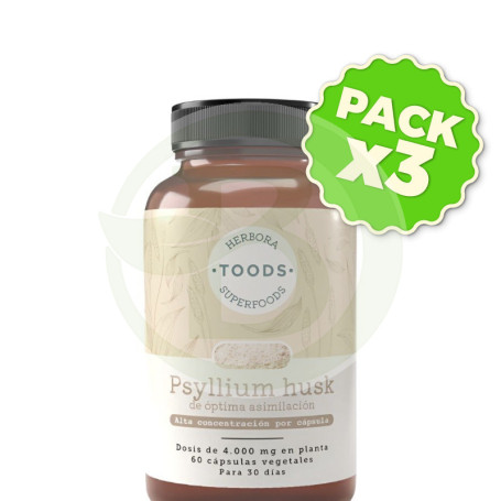 Pack 3x Psyllium Husk 60 Cápsulas Vegetales Herbora